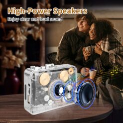 Built-in high-power speaker delivering clear and loud tape playback