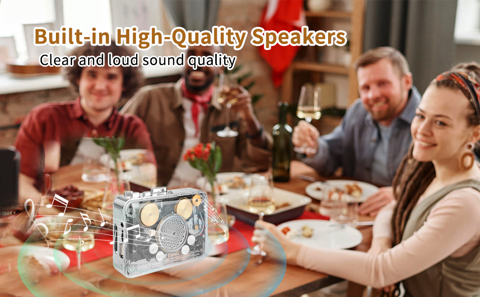 Built-in high-quality speakers with clear and loud sound quality
