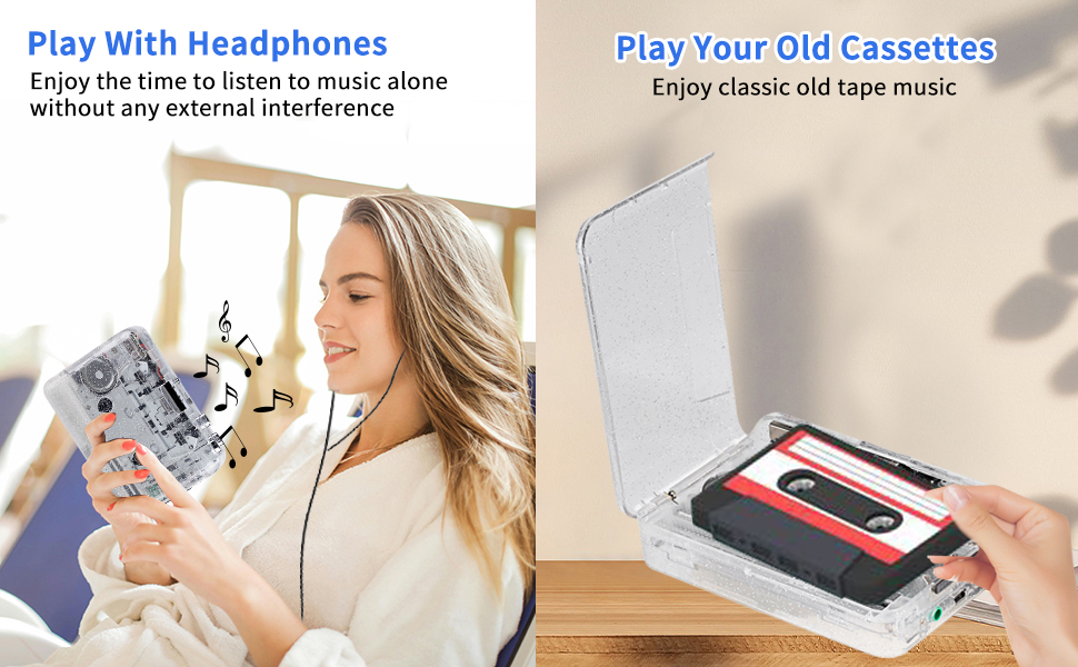 Play your old cassettes with headphones and enjoy classic old tape music